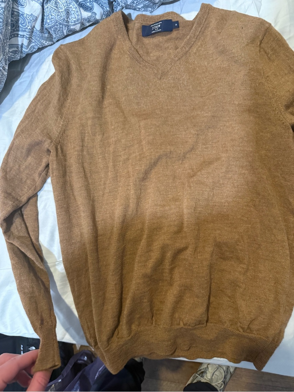J. Crew  Brown V-Neck Sweater 100% merino wool